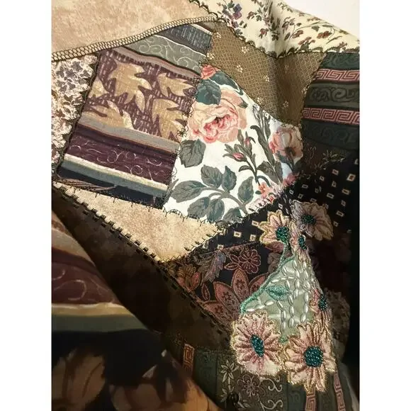 FESTIVAL Patchwork Quilt Large Jacket Upcycled Handmade Kimono Artsy New - Read - Picture 5 of 16